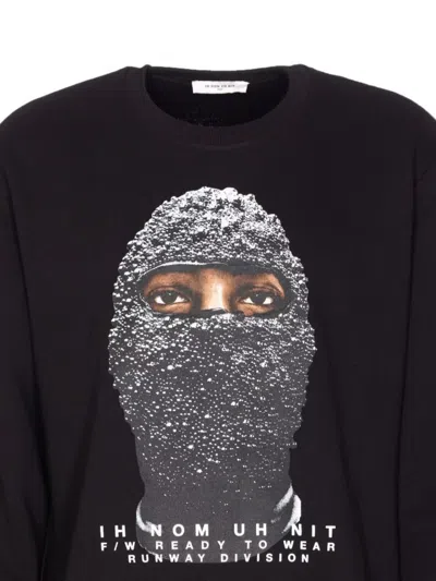 Ih Nom Uh Nit Graphic Print Crewneck Sweater Long Sleeves In Black