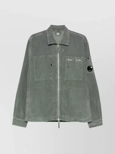 C.p. Company C.p.company Corduroy Shirt Jacket With Lens Detail In Gray