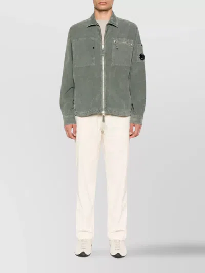 C.p. Company C.p.company Corduroy Shirt Jacket With Lens Detail In Gray