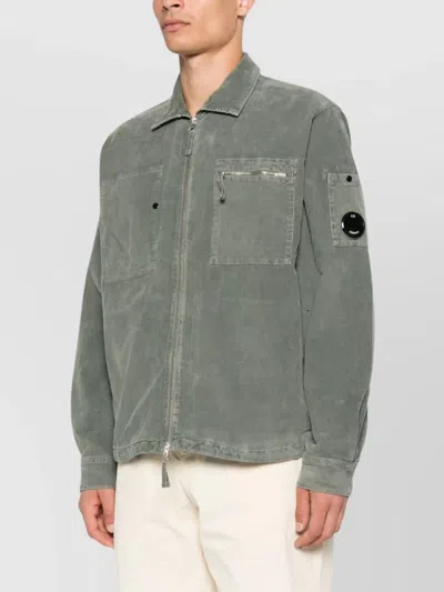 C.p. Company C.p.company Corduroy Shirt Jacket With Lens Detail In Gray