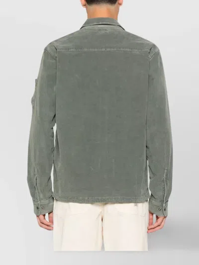 C.p. Company C.p.company Corduroy Shirt Jacket With Lens Detail In Gray