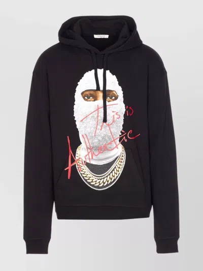 Ih Nom Uh Nit Hooded Sweater With Front Pocket And Print In Blue