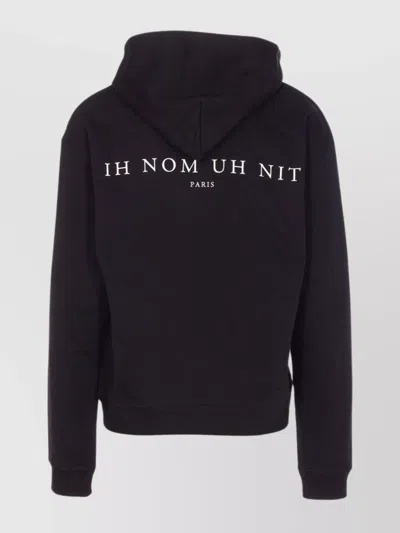 Ih Nom Uh Nit Hooded Sweater With Front Pocket And Print In Blue
