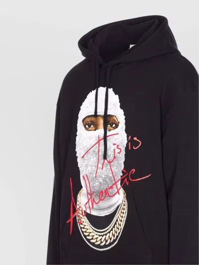 Ih Nom Uh Nit Hooded Sweater With Front Pocket And Print In Blue