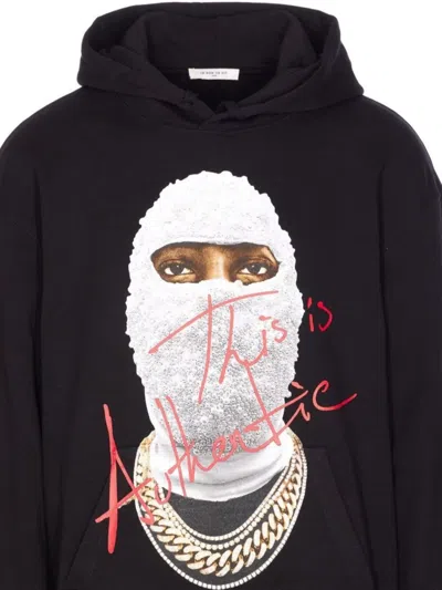 Ih Nom Uh Nit Hooded Sweater With Front Pocket And Print In Blue