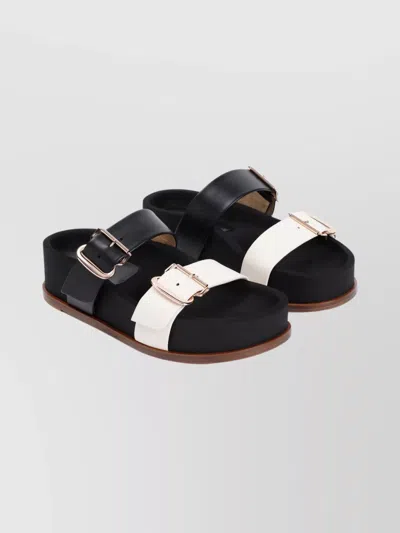 Gabriela Hearst Wren Flat Sandals Contrast Straps In Black