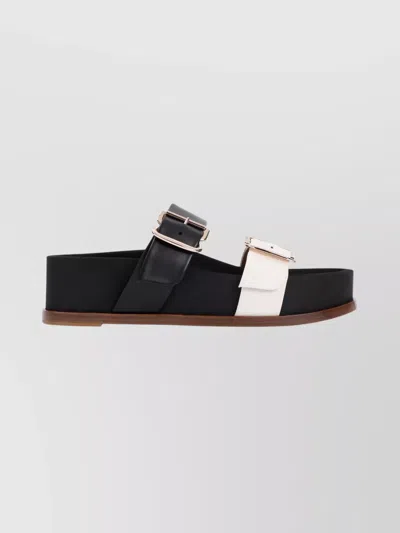 Gabriela Hearst Wren Flat Sandals Contrast Straps In Black