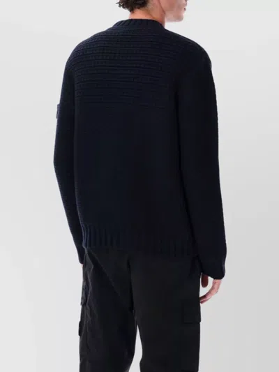 Stone Island Pure Wool Crew Neck Sweater In Black