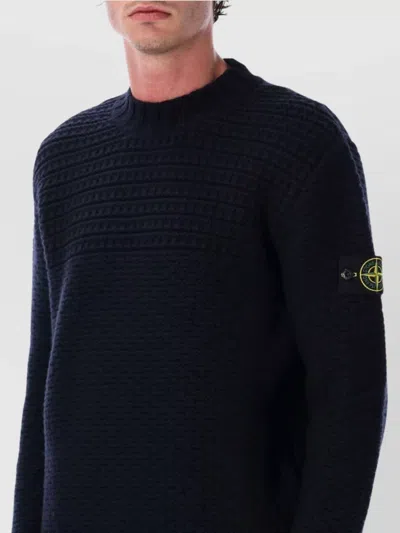 Stone Island Pure Wool Crew Neck Sweater In Black