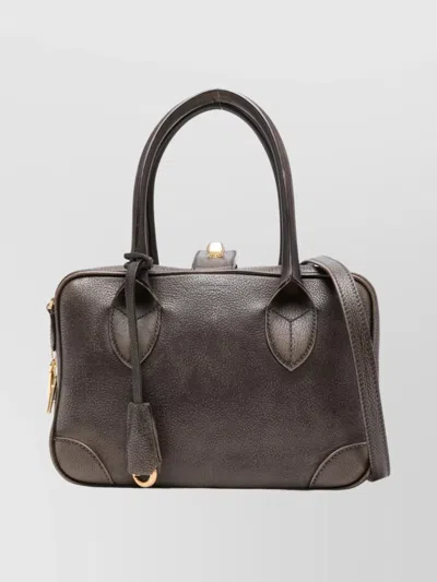 Golden Goose Structured Rectangular Shoulder Bag With Gold-tone Hardware In Brown