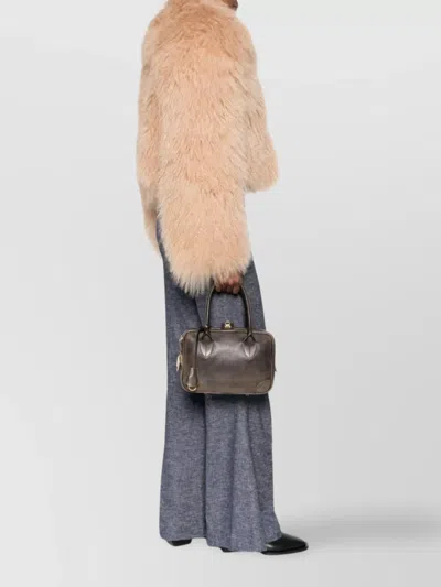 Golden Goose Structured Rectangular Shoulder Bag With Gold-tone Hardware In Brown