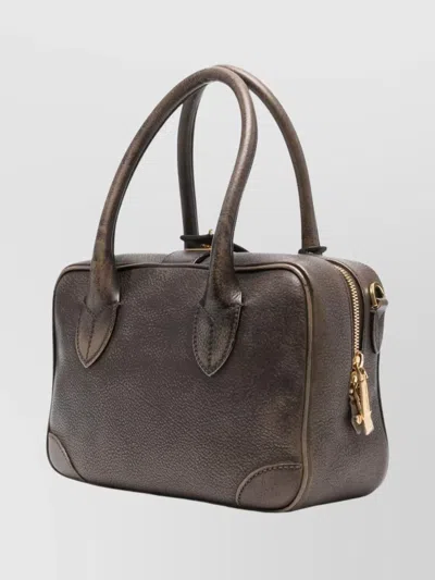 Golden Goose Structured Rectangular Shoulder Bag With Gold-tone Hardware In Brown