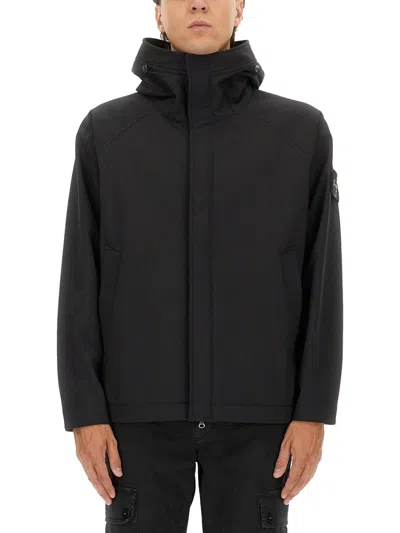 Stone Island Versatile Hooded Jacket Adjustable Features In Blue