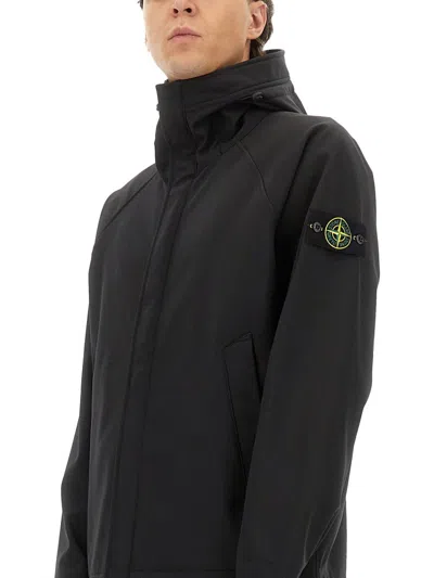 Stone Island Versatile Hooded Jacket Adjustable Features In Blue