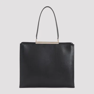 Tom Ford Rectangular Smooth Goat Leather Handbag With Polished Metallic Accent In Black
