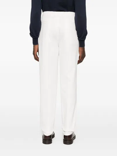 Brunello Cucinelli Tailored White Trousers With Classic Waistband In Neutral