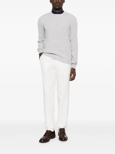 Brunello Cucinelli Tailored White Trousers With Classic Waistband In Neutral