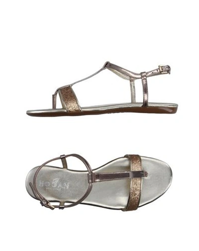 Hogan Toe Strap Sandals In Grey