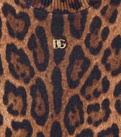 Dolce & Gabbana Leopard-print Crew-neck Pullover In Brown