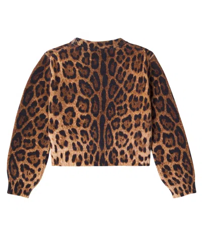 Dolce & Gabbana Leopard-print Crew-neck Pullover In Brown