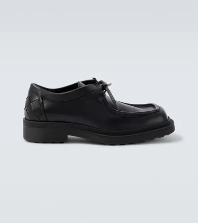 Bottega Veneta Black Leather Ben Lace-up Shoes In Black