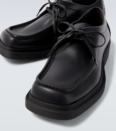 Bottega Veneta Black Leather Ben Lace-up Shoes In Black
