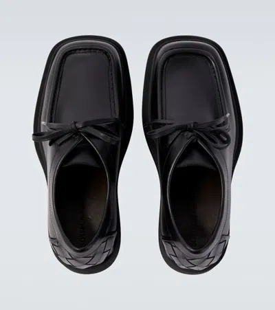 Bottega Veneta Black Leather Ben Lace-up Shoes In Black