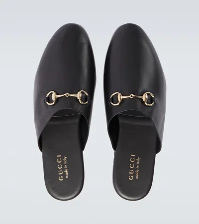 Gucci Men Black Mule With Horsebit On The Front In Smooth Leather Man In Black