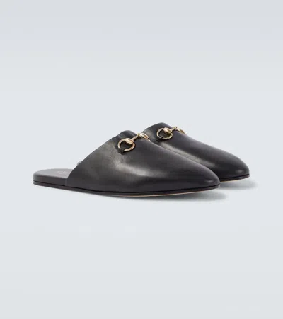 Gucci Men Black Mule With Horsebit On The Front In Smooth Leather Man In Black