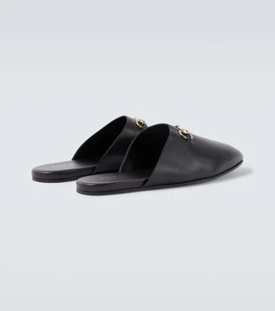 Gucci Men Black Mule With Horsebit On The Front In Smooth Leather Man In Black