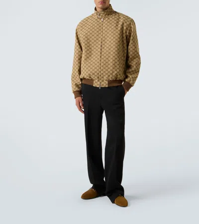 Gucci Men Brown Mule With Horsebit On The Front And All-over Gg Motif In Suede Man In Brown