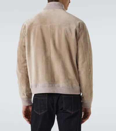 Dunhill Suede Harrington Jacket In Neutral