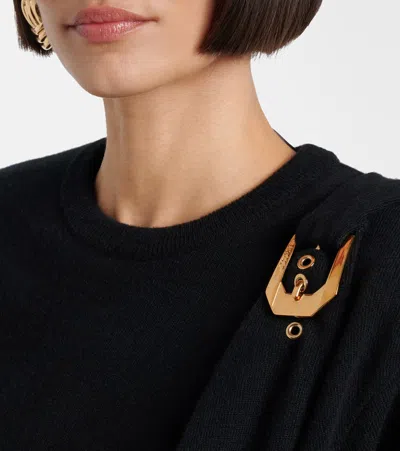 Versace Wool Sweater With Buckle Detail And Long Sleeves In Black