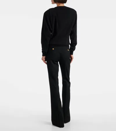 Versace Wool Sweater With Buckle Detail And Long Sleeves In Black