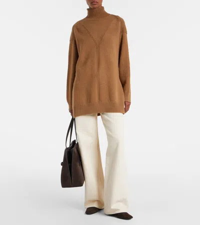 Fforme Loletta Wool And Cashmere Turtleneck Sweater In Brown