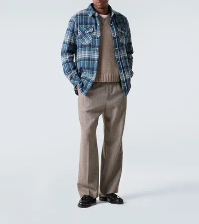 God's True Cashmere Fantasia Tartan Cashmere Shirt In Blue