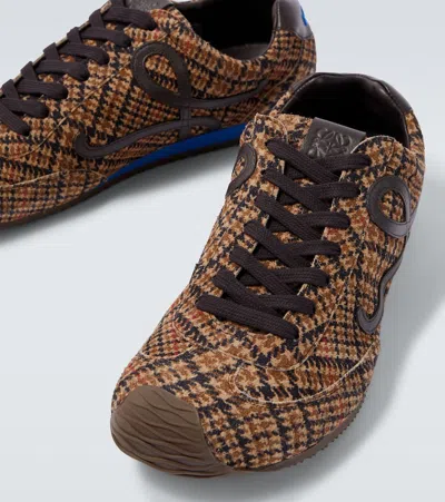 Loewe Ballet Runner 2.0 Leather-trimmed Checked Wool Sneakers In Multi