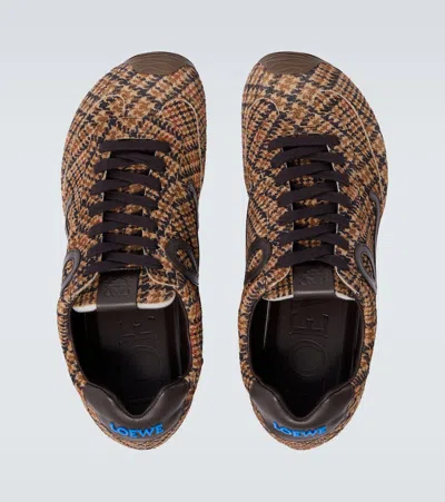 Loewe Ballet Runner 2.0 Leather-trimmed Checked Wool Sneakers In Multi