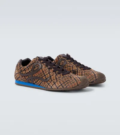 Loewe Ballet Runner 2.0 Leather-trimmed Checked Wool Sneakers In Multi