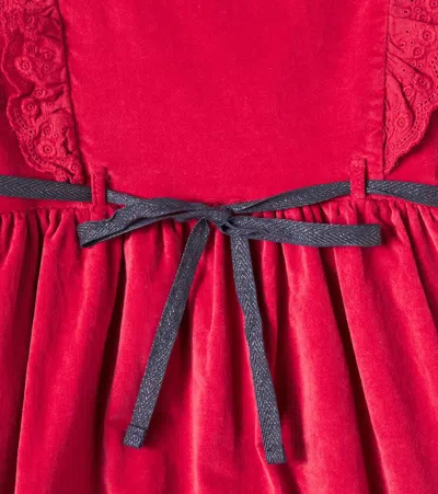 Cozmo Osaka Ruffled Cotton Velour Dress In Red