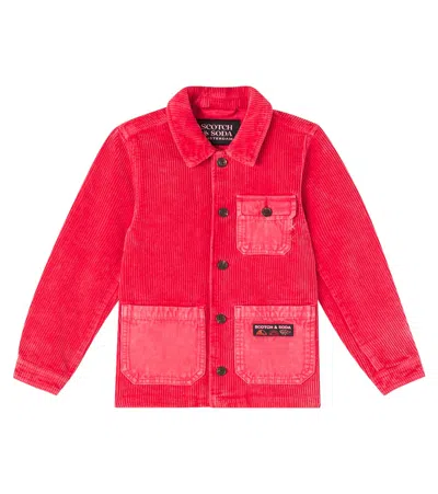 Scotch & Soda Cotton Corduroy Overshirt In Red