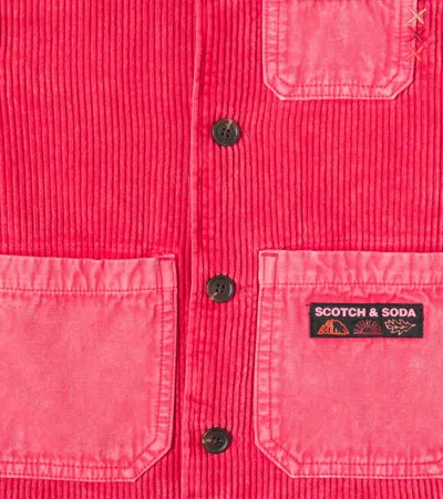 Scotch & Soda Cotton Corduroy Overshirt In Red