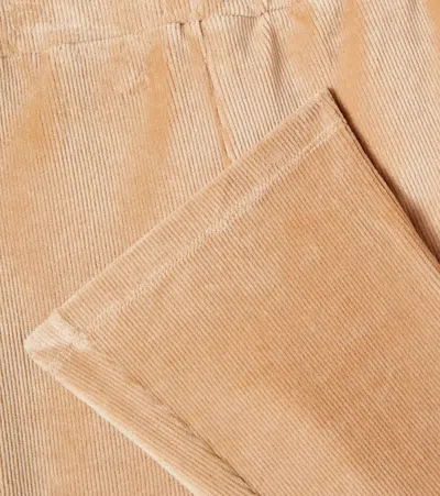 Scotch & Soda Ribbed-knit Cotton-blend Velvet Leggings In Nude