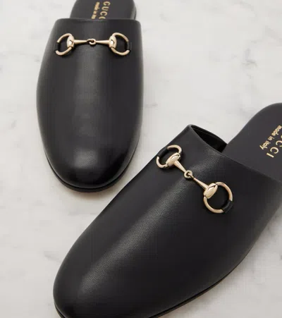 Gucci Women Black Nappa Leather Mules With Horsebit