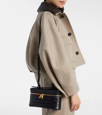 Bottega Veneta Women Bang Bang Leather Vanity Case With Intrecciato Motif In Black