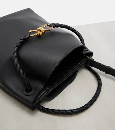 Bottega Veneta Andiamo Small Leather Bucket Bag In Black