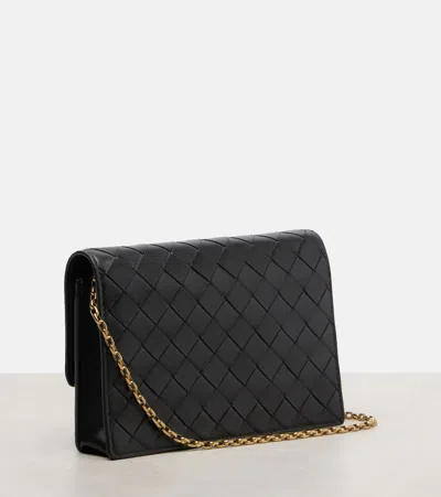 Bottega Veneta Andiamo Intrecciato Leather Shoulder Bag In Black