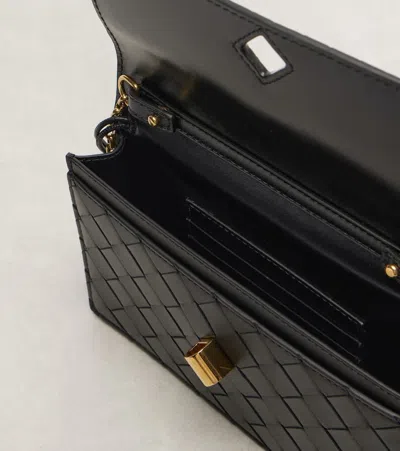 Bottega Veneta Andiamo Intrecciato Leather Shoulder Bag In Black