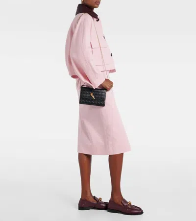 Bottega Veneta Andiamo Intrecciato Leather Shoulder Bag In Black