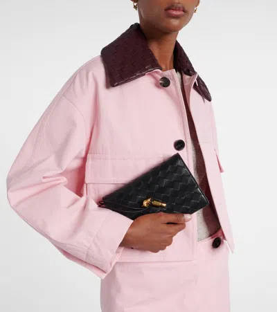 Bottega Veneta Andiamo Intrecciato Leather Shoulder Bag In Black